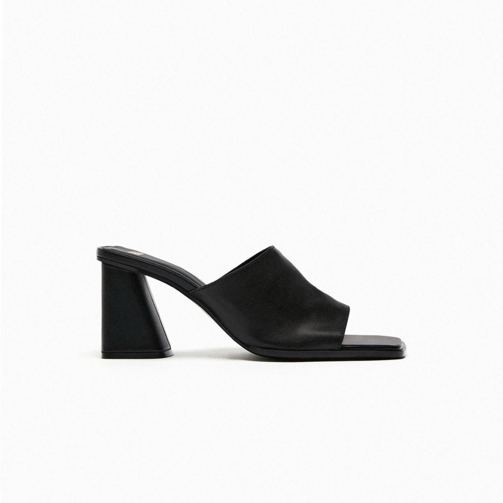 Zara Black Block Heel Mules